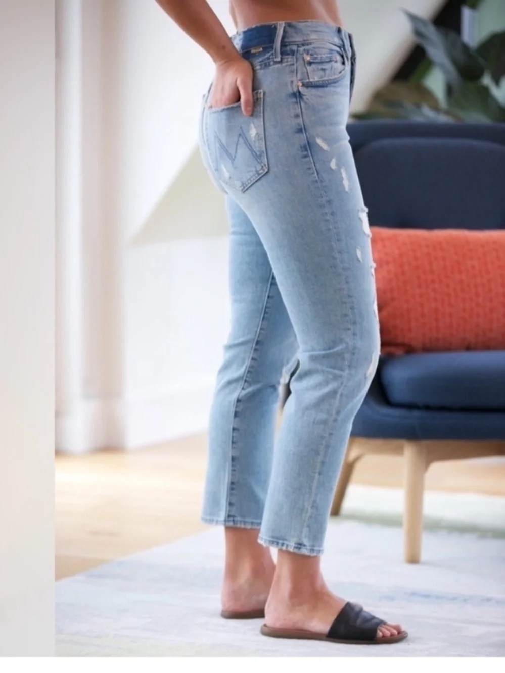 Mother Denim The Trickster Ankle Straight Leg Jean An Icy Confession Womens 27